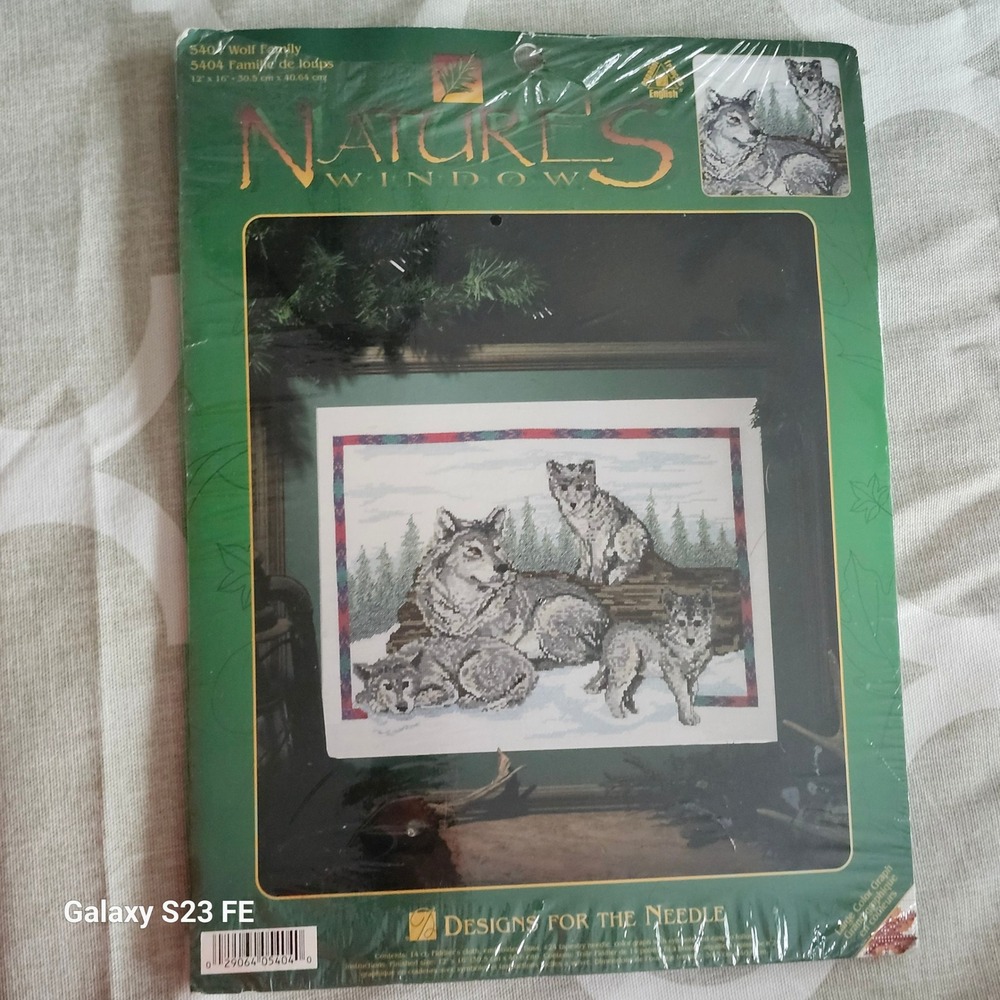Designs For The Needle Wolf Family Cross Stitch Kit OS Green Nature Window 5404